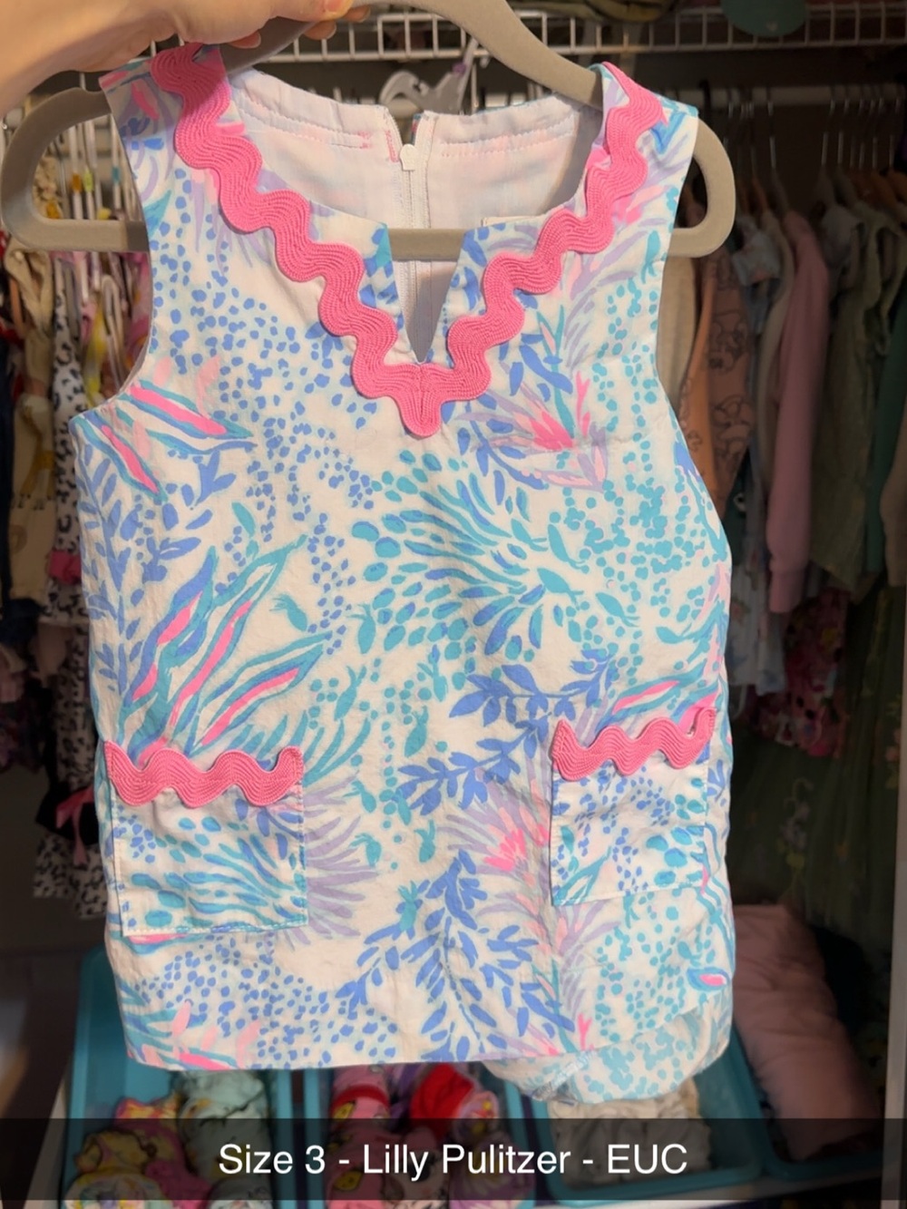 Lilly Pulitzer Girls Floral Shift Dress - Pink & Aqua